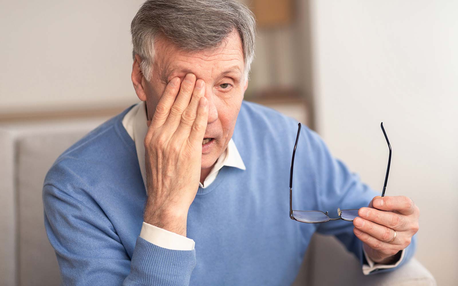 an elderly man suffering from glaucoma, one of the many services offered by our VSP eye doctor near Nashville, Tennessee