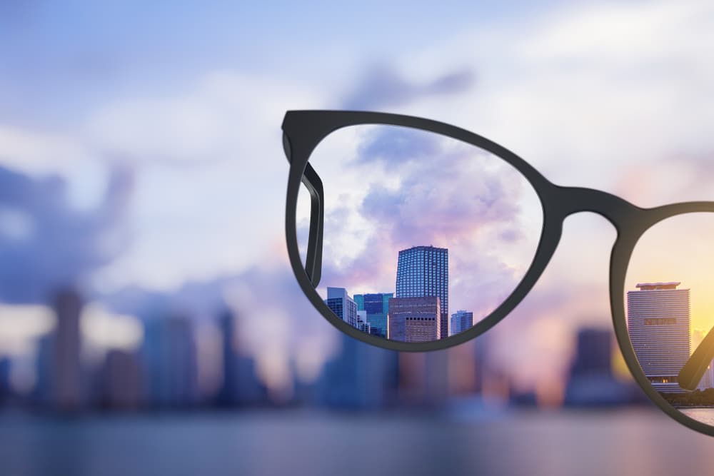 Corrective lenses in eyeglasses, making a blurry image sharp