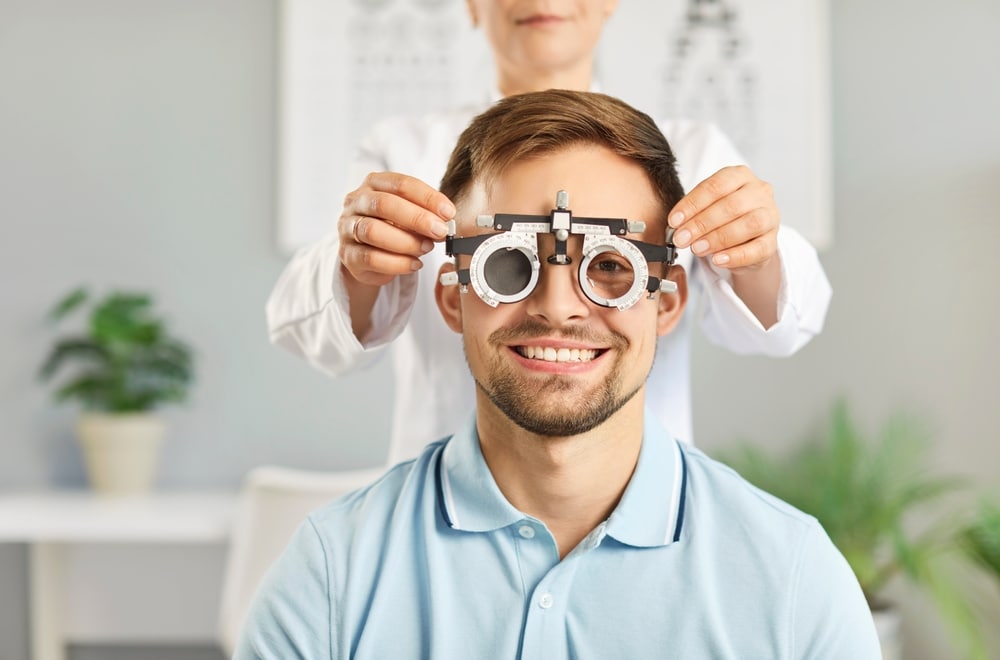 man getting an eye exam like those offered by our Nashville eye doctor